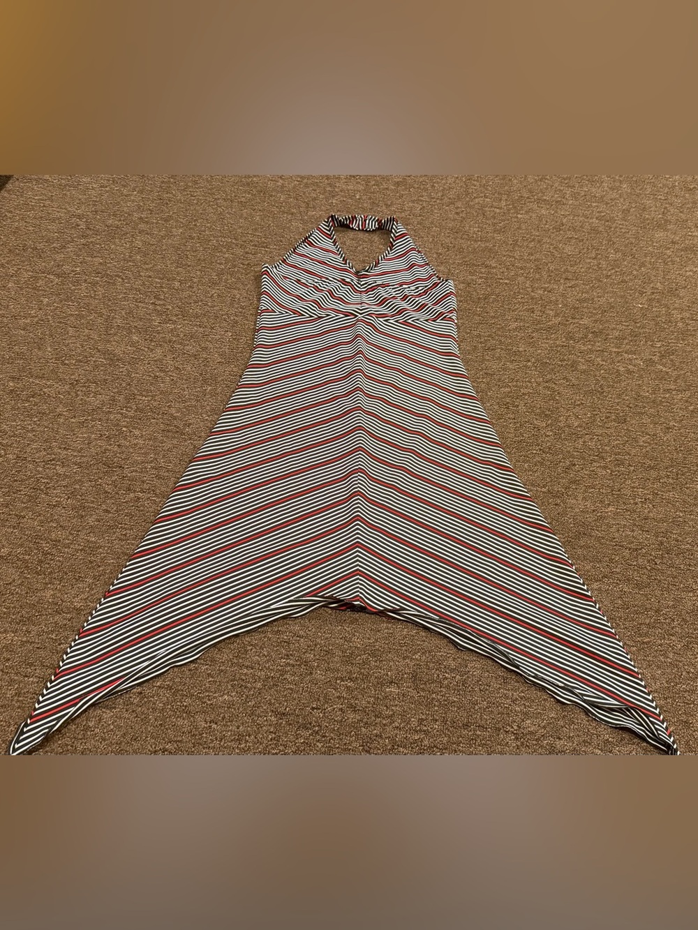 EUC Red White Black Geometric Halter Dress Junior Ladies Sz 7-9